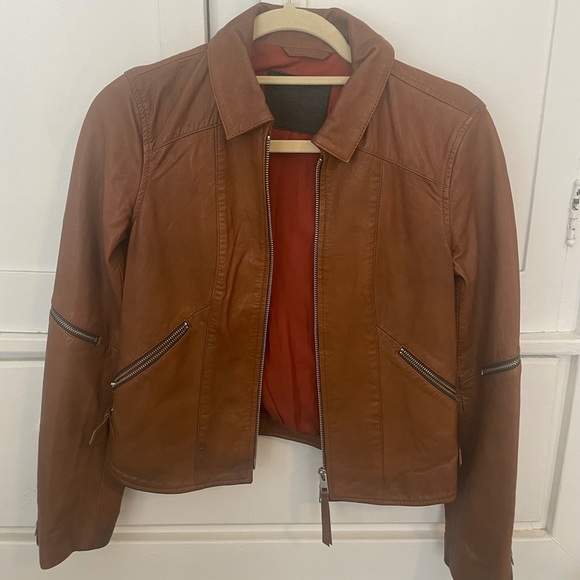 All Saints Limited Edition brown leather jacket - Picture 1 of 2